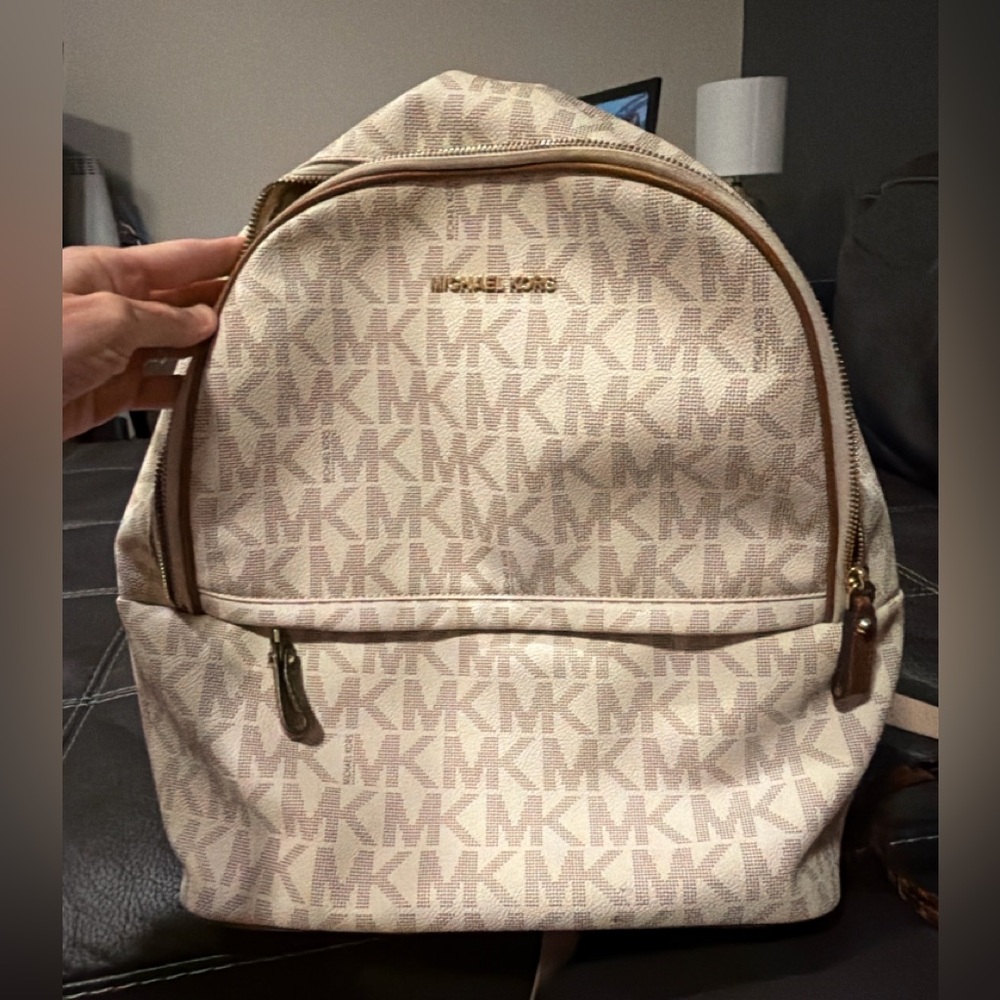Michael Kors Cream Monogram Backpack